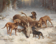 Schweibhunde Mit Erlegtem Hirsch by Carl Reichert