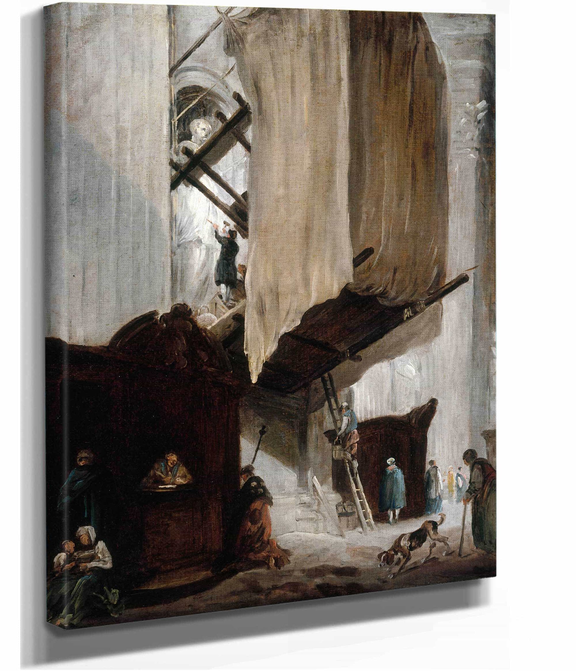 Sculpteur Travaillant A La Statue Dun Saint A Saint Pierre De Rome by Hubert Robert