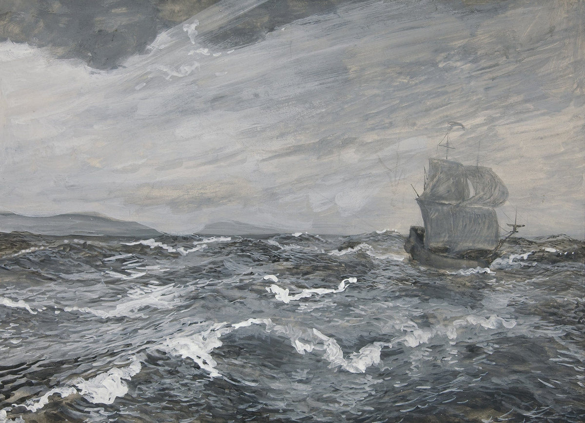 Seascape With Sailing Boat by Edwin Austin Abbey