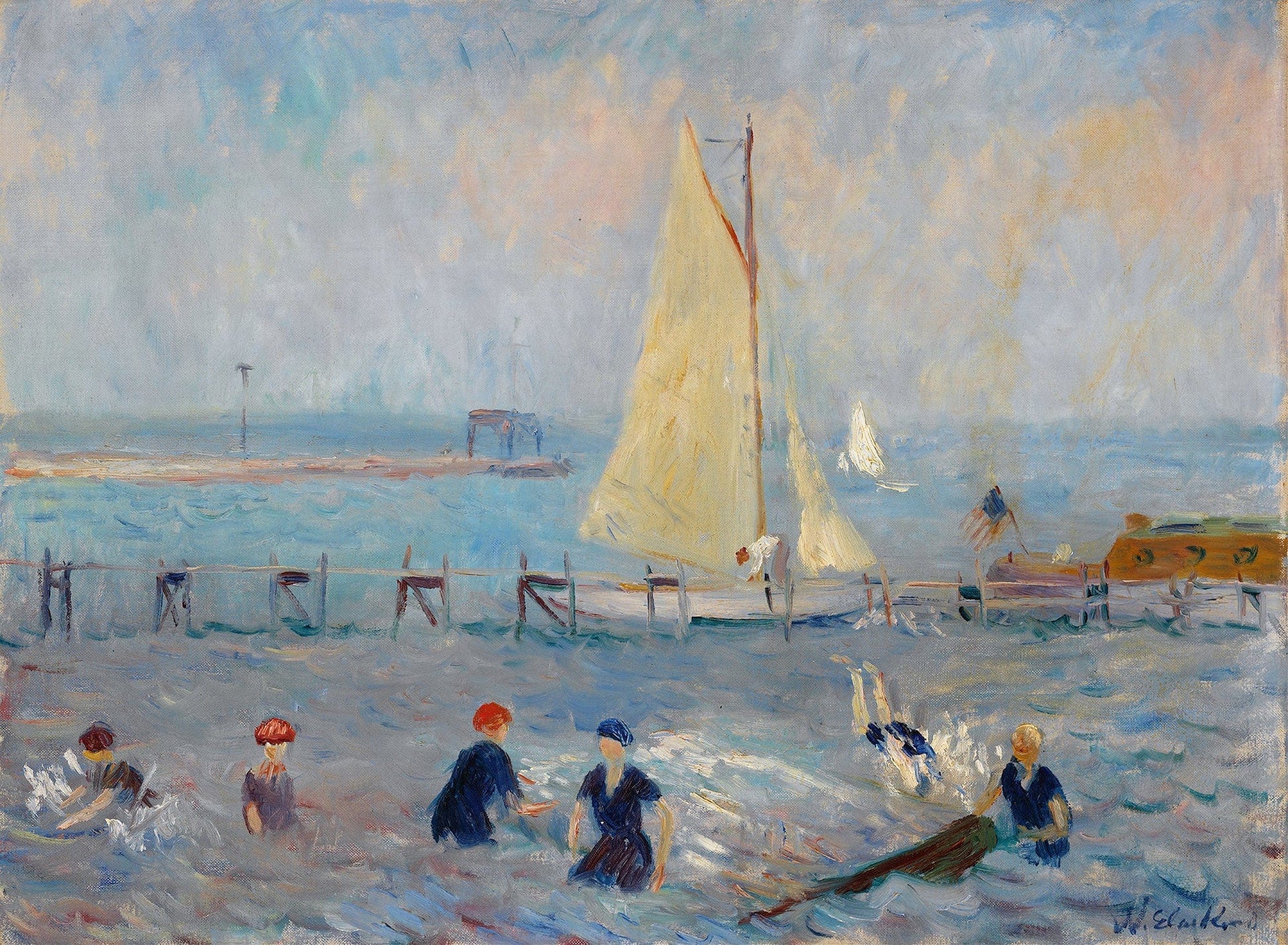 Seascape With Six Bathers Bellport by William James Glackens