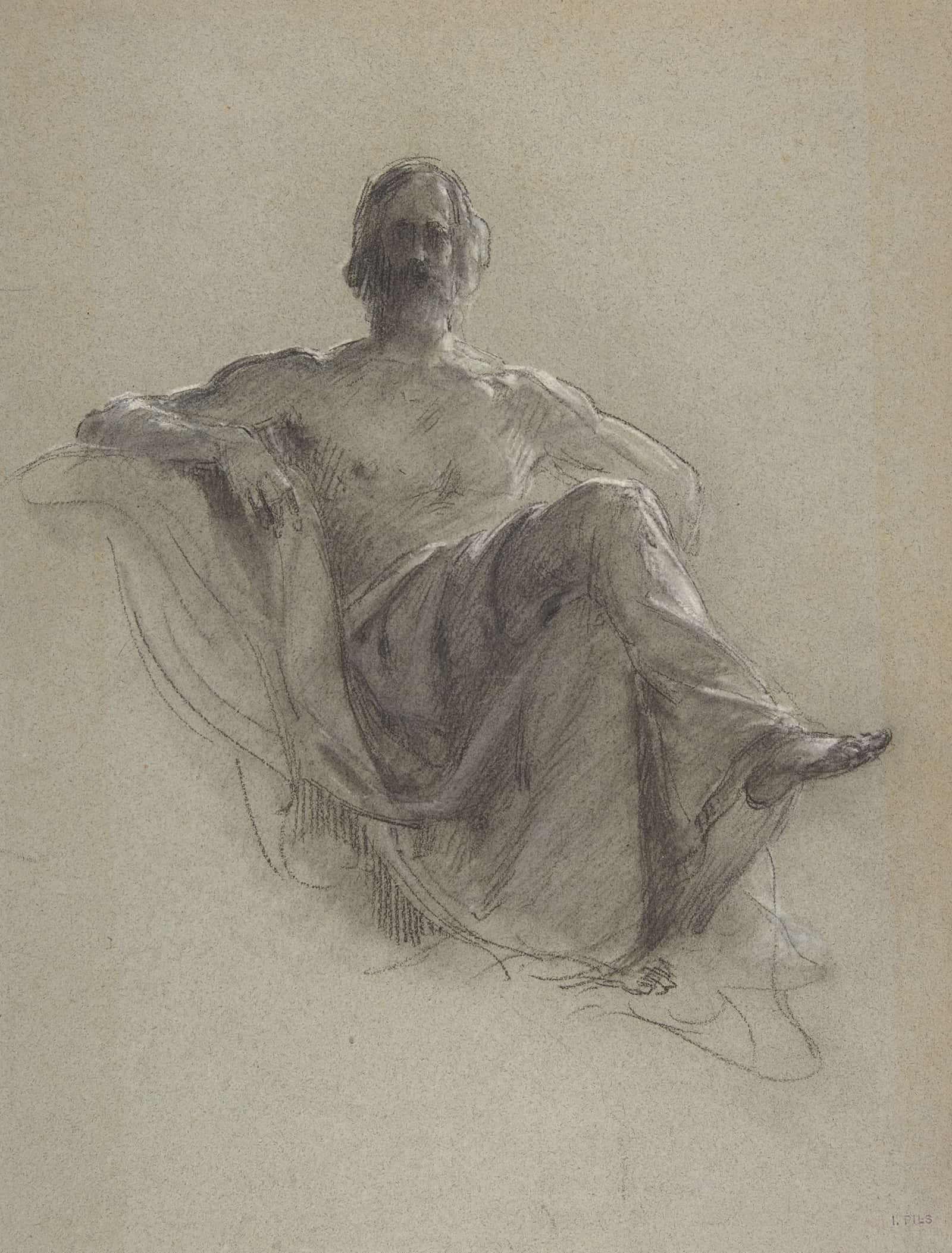Seated Bearded Man Nude To The Waist Jupiter Seated by Isidore Pils
