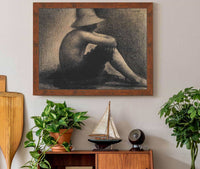 Seated Boy With Straw Hat Study For Bathers At Asnieres  by Georges Seurat