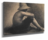 Seated Boy With Straw Hat Study For Bathers At Asnieres  by Georges Seurat