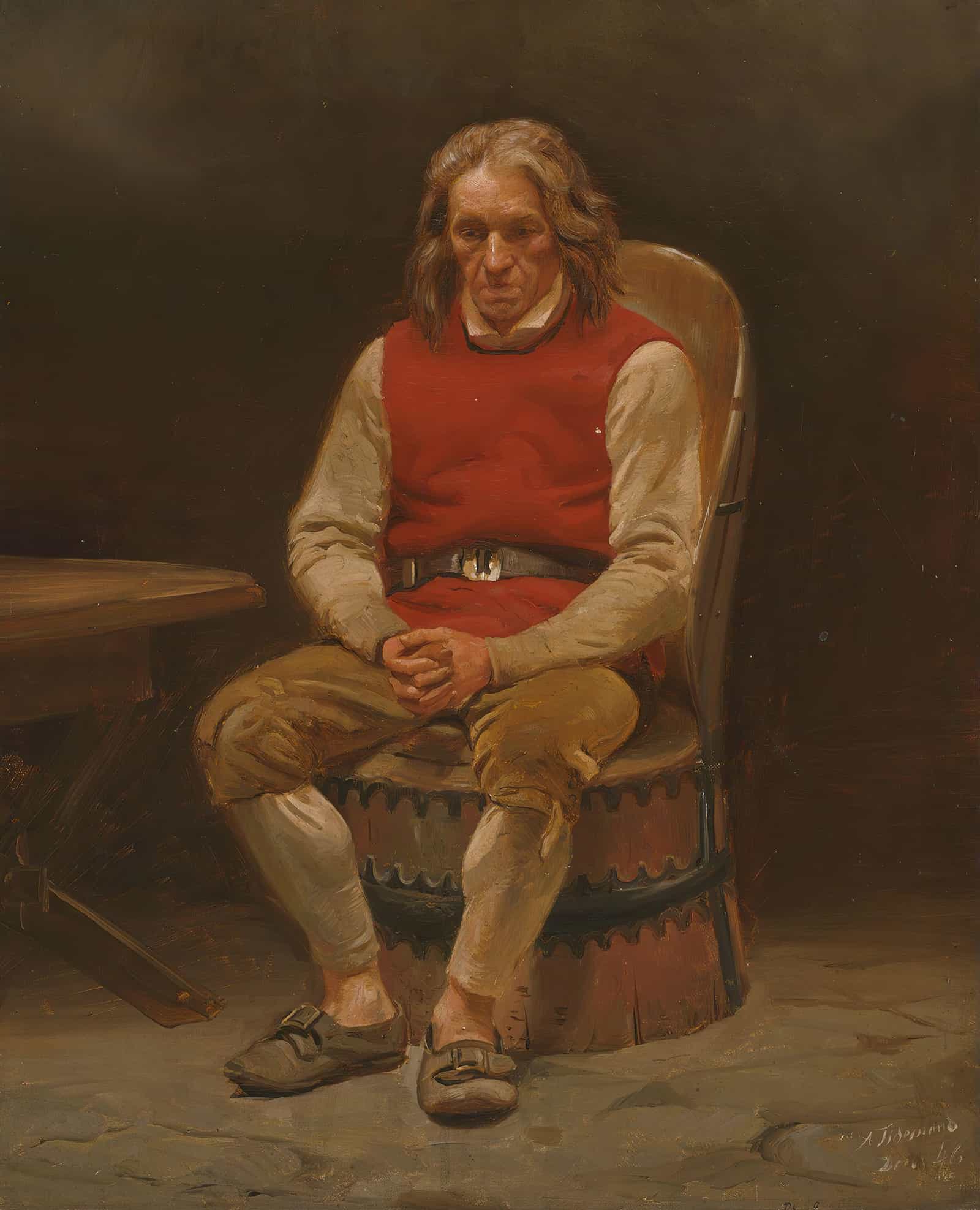Seated Farmer Study For Haugianerne by Adolph Tidemand