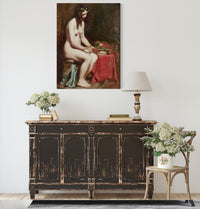 Seated Female Nude With Flowers In Her Hair And A Still Life By Her Side by William Etty