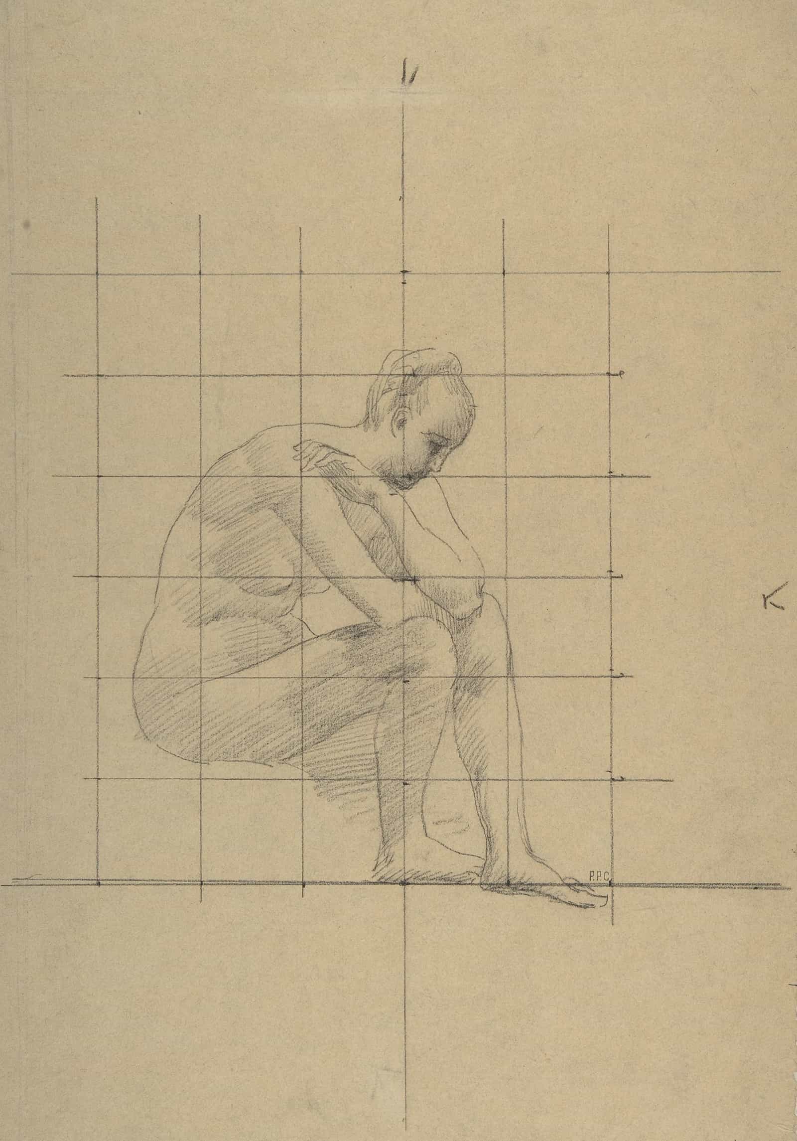 Seated Figure Study For A Vision Of Antiquity   by Pierre Puvis De Chavannes