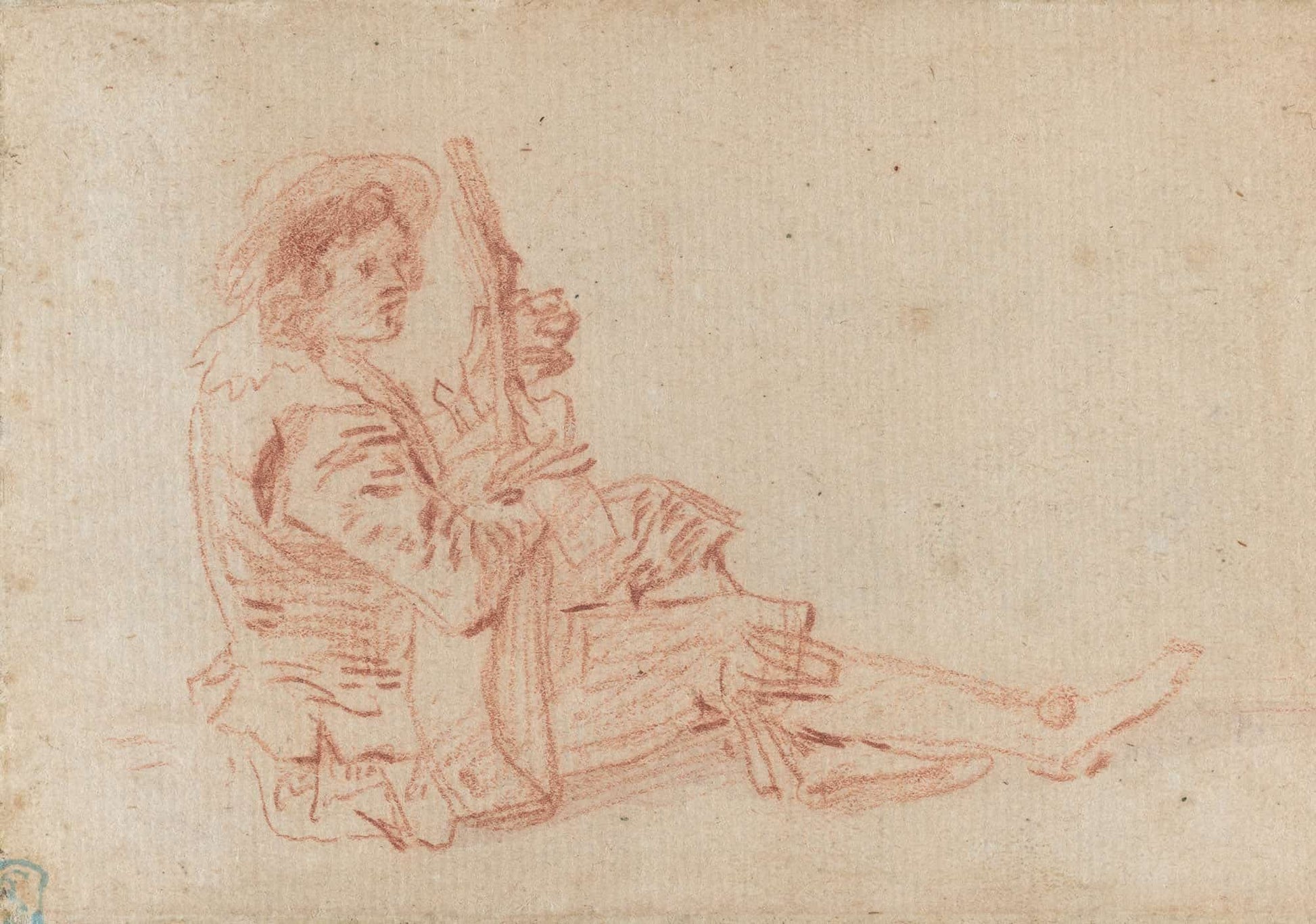 Seated Guitarist Recto by Jean Antoine Watteau