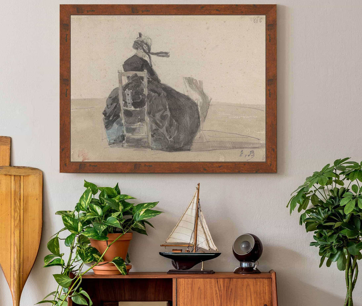 Seated Lady In Black Trouville by Eugene Boudin