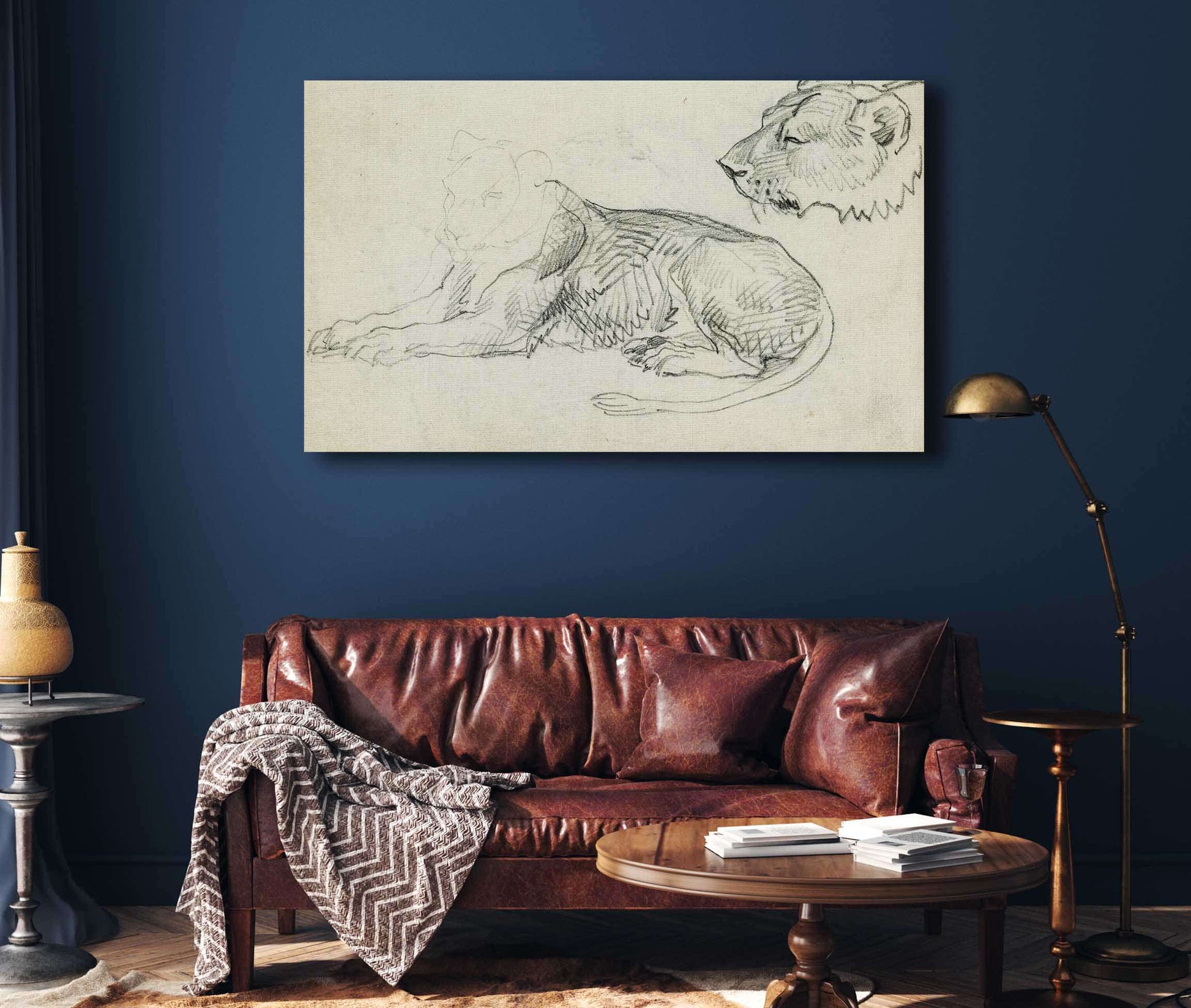 Seated Lion Head Of Lioness  by Theodore Gericault