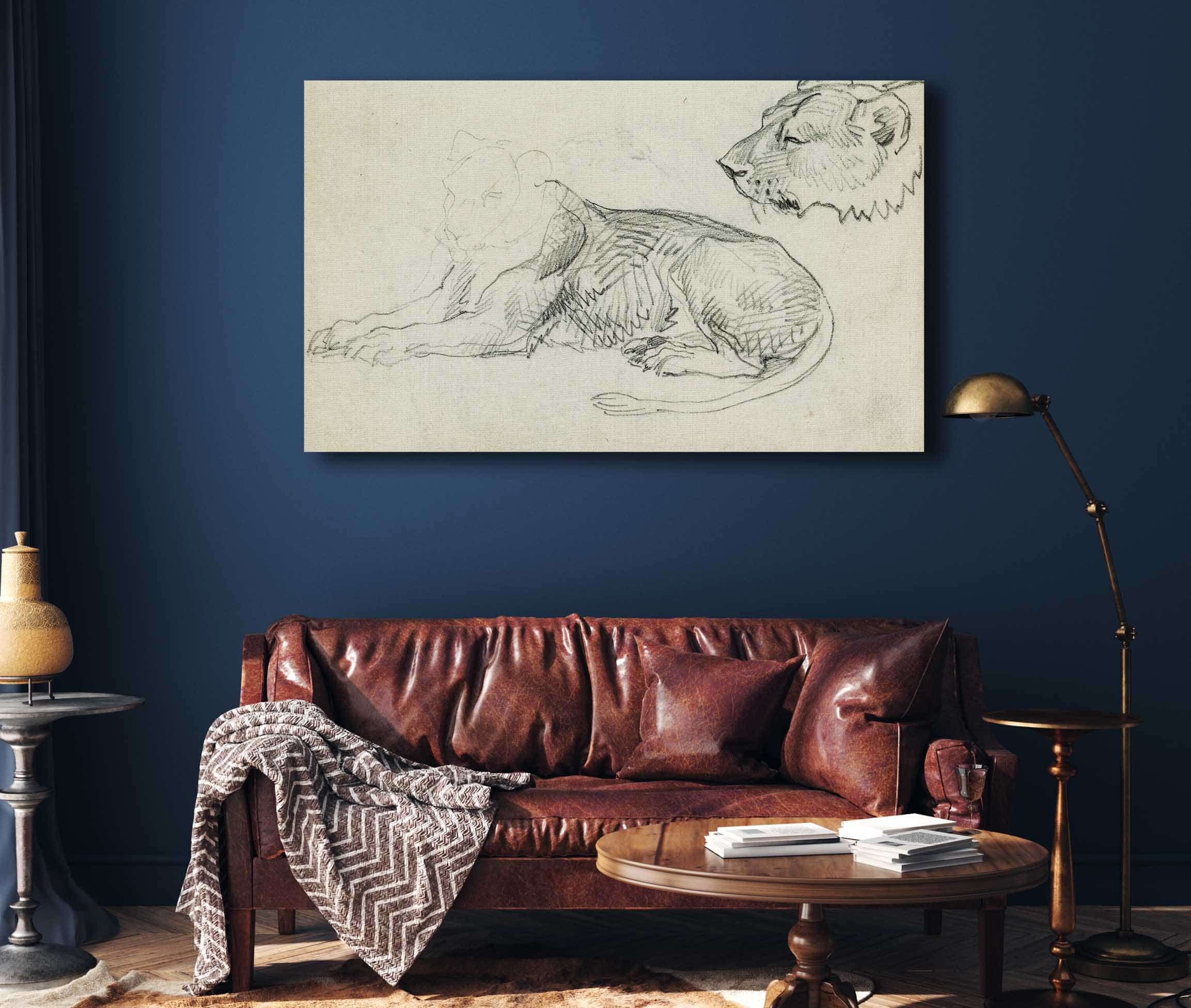 Seated Lion Head Of Lioness  by Theodore Gericault