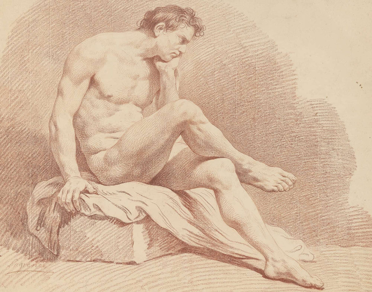 Seated Male Nude by Louis Jean Francois Lagrenee