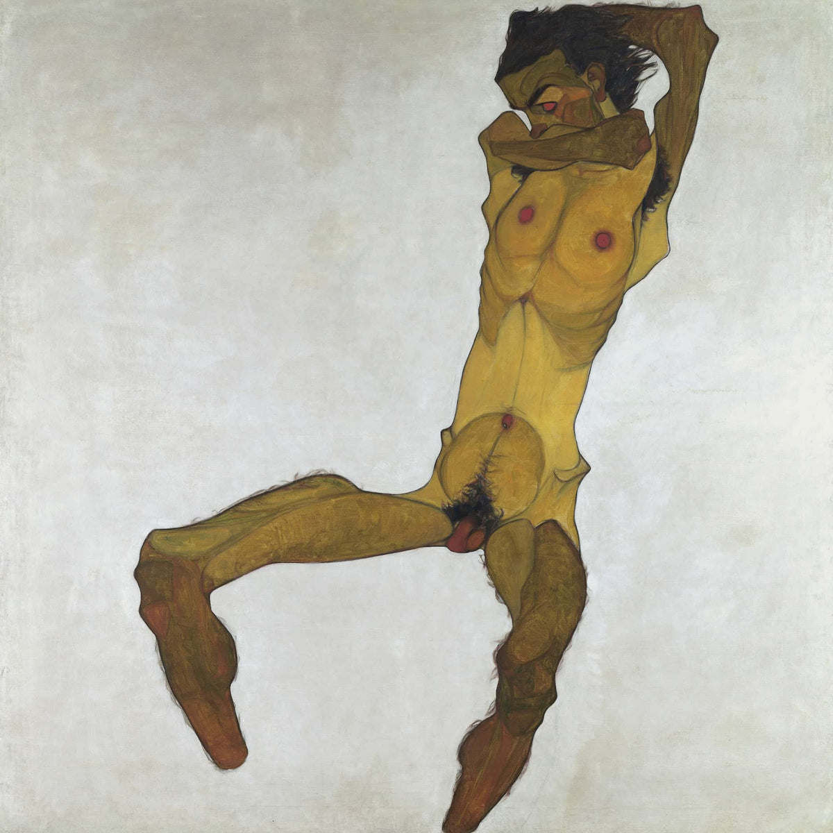Seated Male Nude Self Portrait by Egon Schiele
