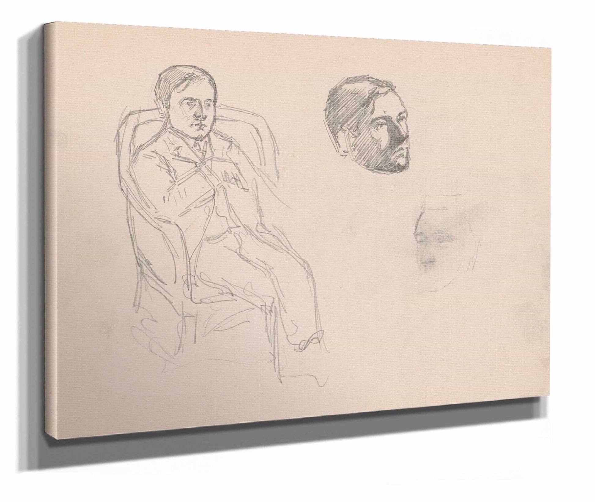 Seated Man And Two Heads by Jules Schmalzigaug