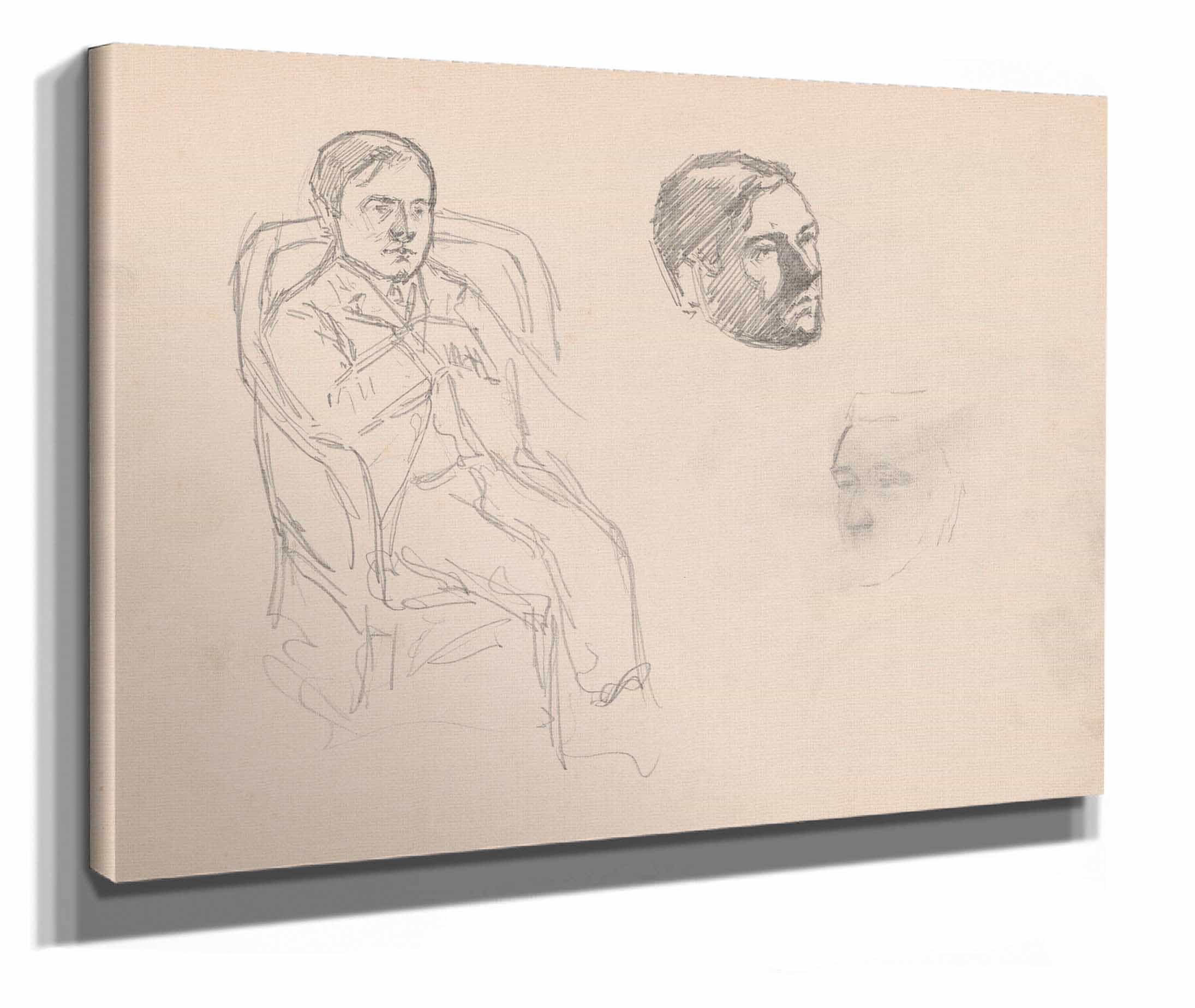 Seated Man And Two Heads by Jules Schmalzigaug