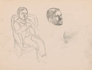 Seated Man And Two Heads by Jules Schmalzigaug
