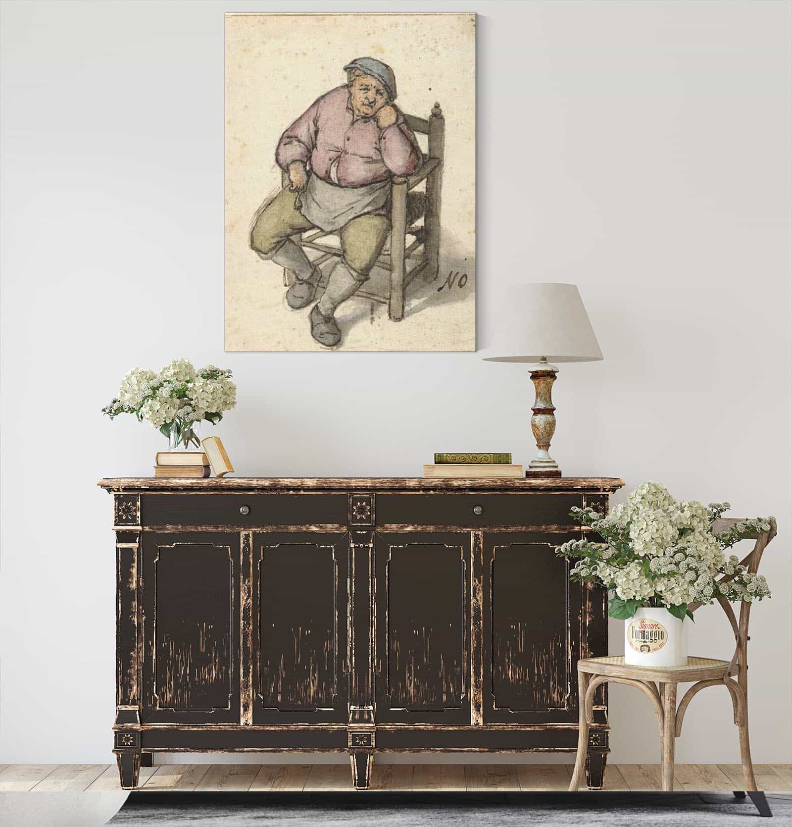 Seated Man With A Pipe  by Adriaen Van Ostade
