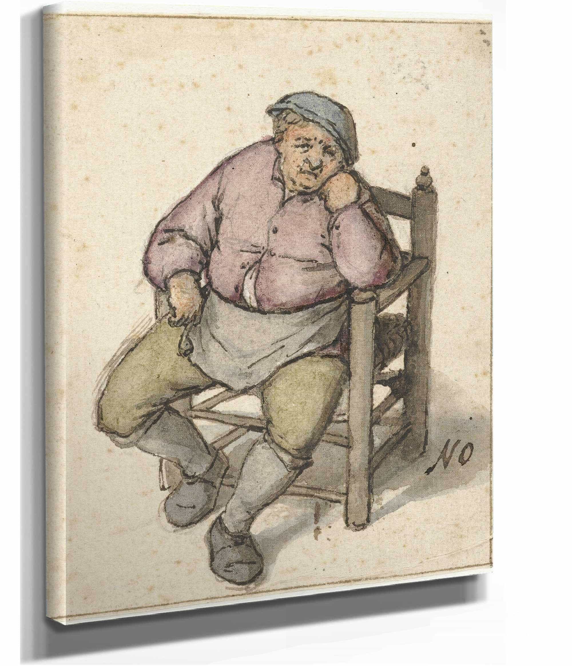 Seated Man With A Pipe  by Adriaen Van Ostade