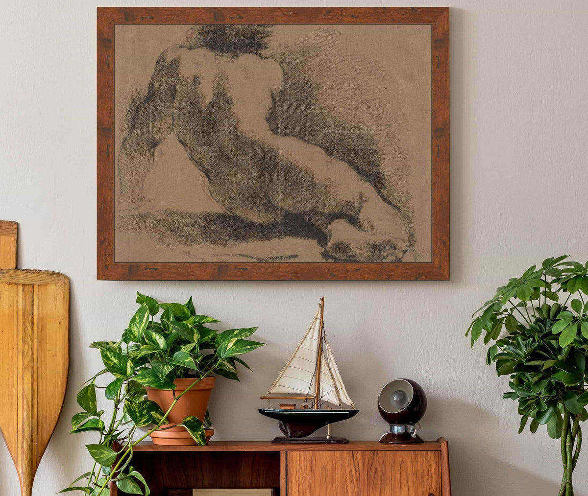 Seated Nude Boy Seen From The Back by Guercino