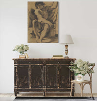 Seated Nude Young Man In Nearly Frontal View by Guercino