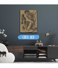 Seated Nude Young Man In Nearly Frontal View by Guercino