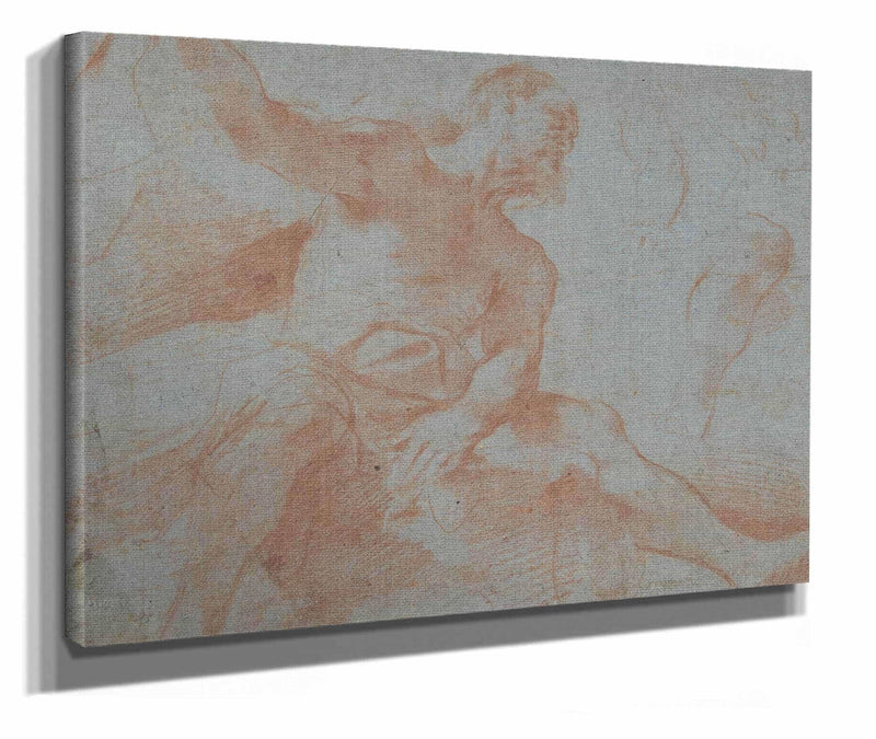 Seated Old Man With Right Arm Upraised Tithonus by Guercino