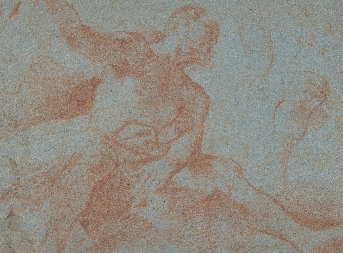 Seated Old Man With Right Arm Upraised Tithonus by Guercino