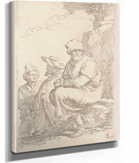 Seated Peasant With Two Other Men  by Salvator Rosa