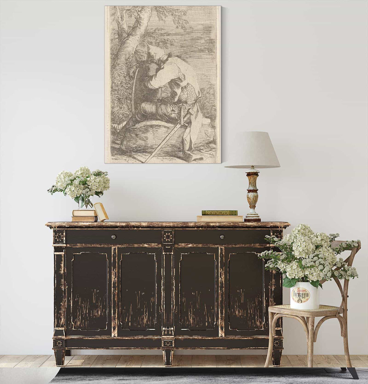 Seated Soldier Leaning On His Shield  by Salvator Rosa