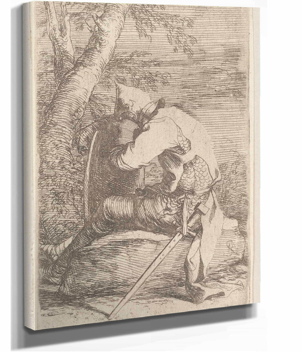 Seated Soldier Leaning On His Shield  by Salvator Rosa