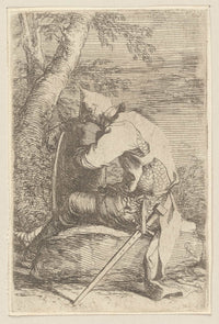 Seated Soldier Leaning On His Shield  by Salvator Rosa