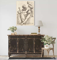 Seated Soldier With Shield And Two Other Figures  by Salvator Rosa