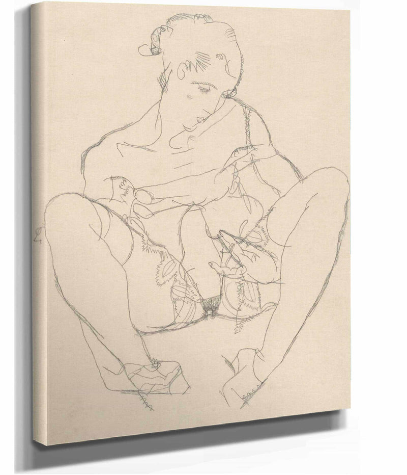 Seated Woman In Chemise by Egon Schiele