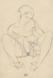 Seated Woman In Chemise by Egon Schiele