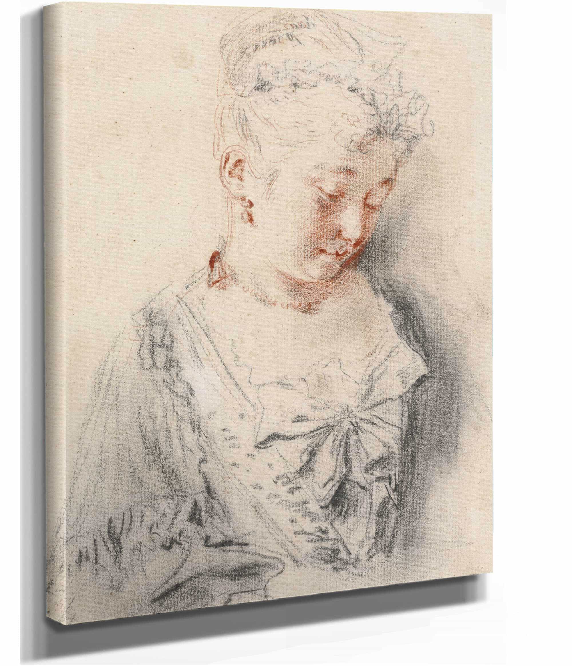 Seated Woman Looking Down by Jean Antoine Watteau