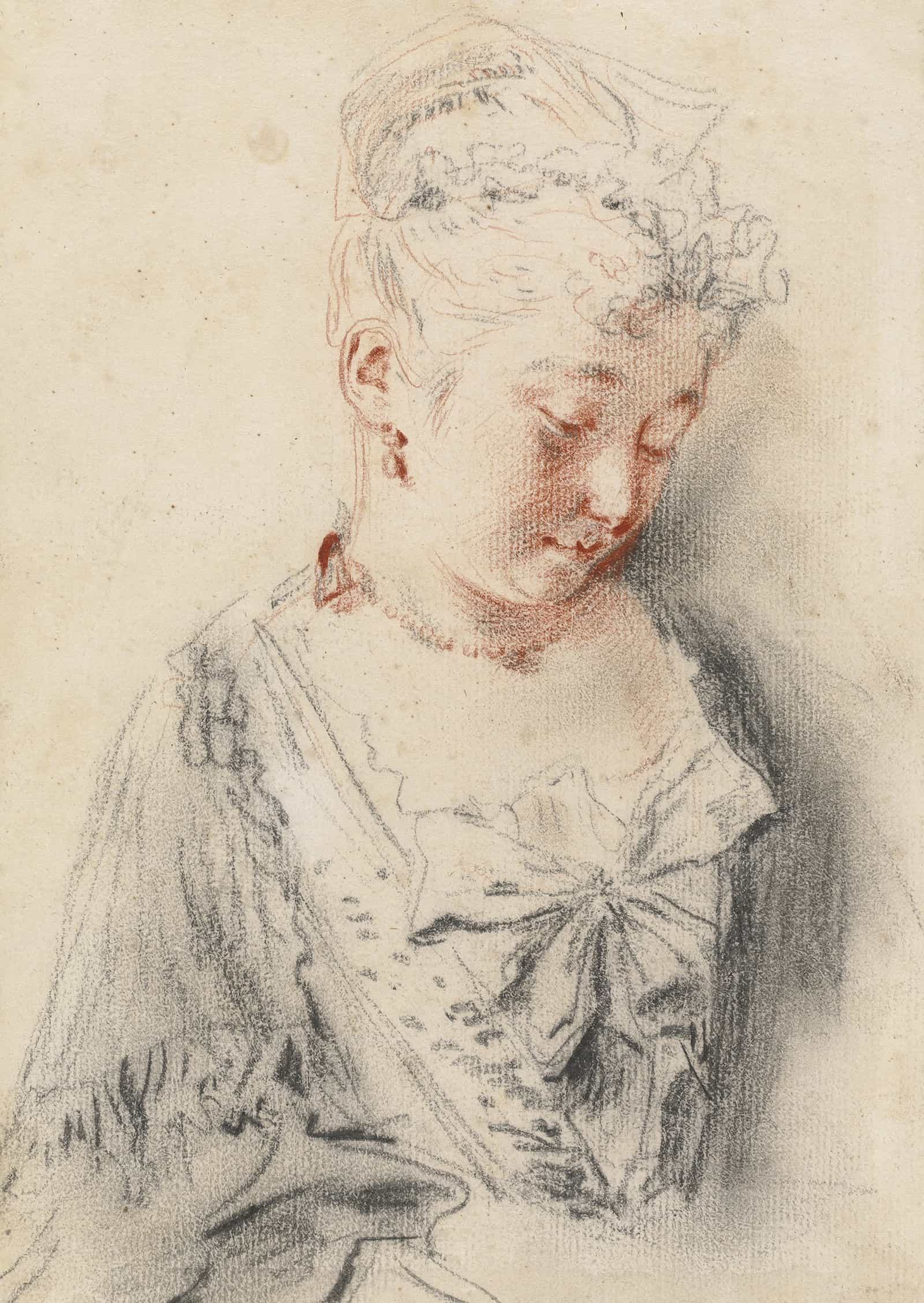 Seated Woman Looking Down by Jean Antoine Watteau