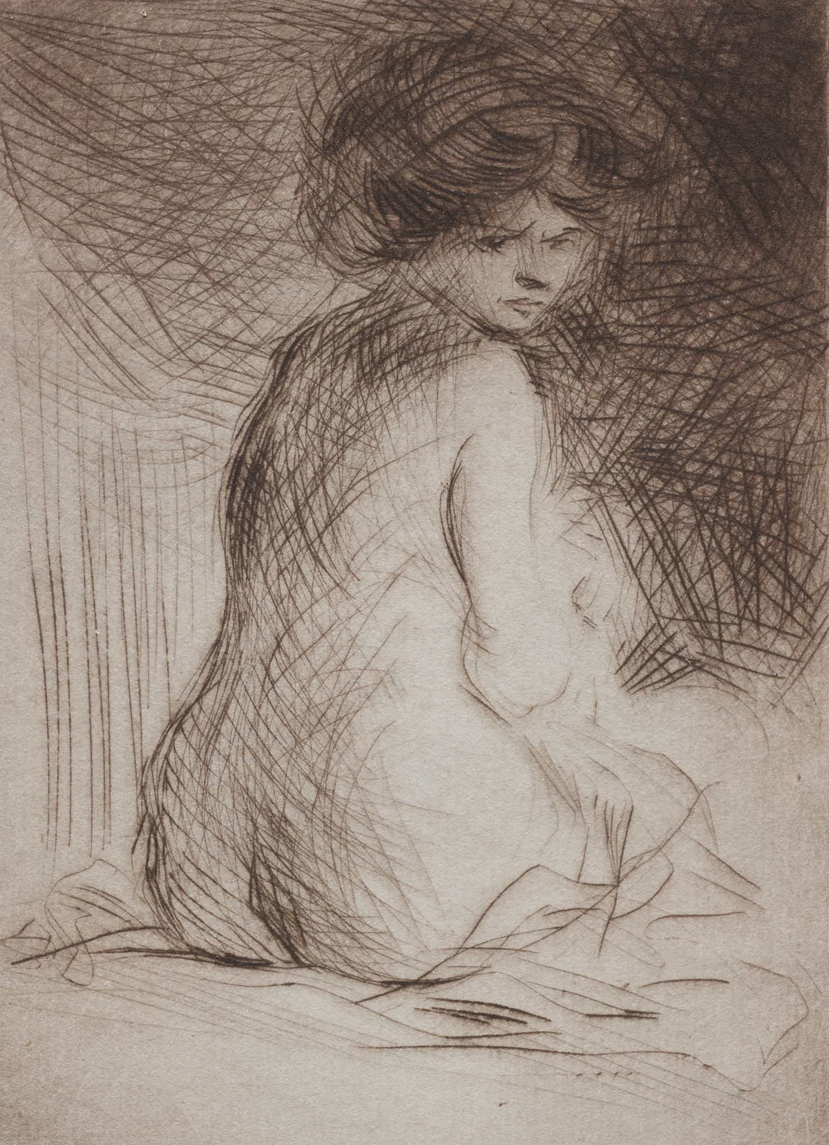 Seatetd Nude Woman From The Back by Jean Louis Forain