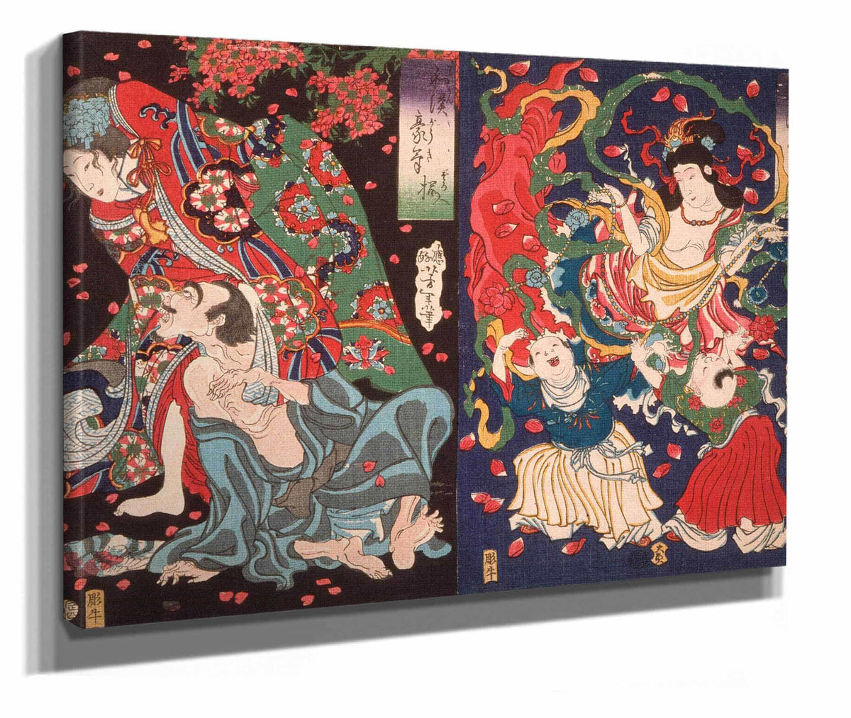 Seigen And Sakurahime Angel With Two Children by Tsukioka Yoshitoshi