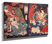 Seigen And Sakurahime Angel With Two Children by Tsukioka Yoshitoshi