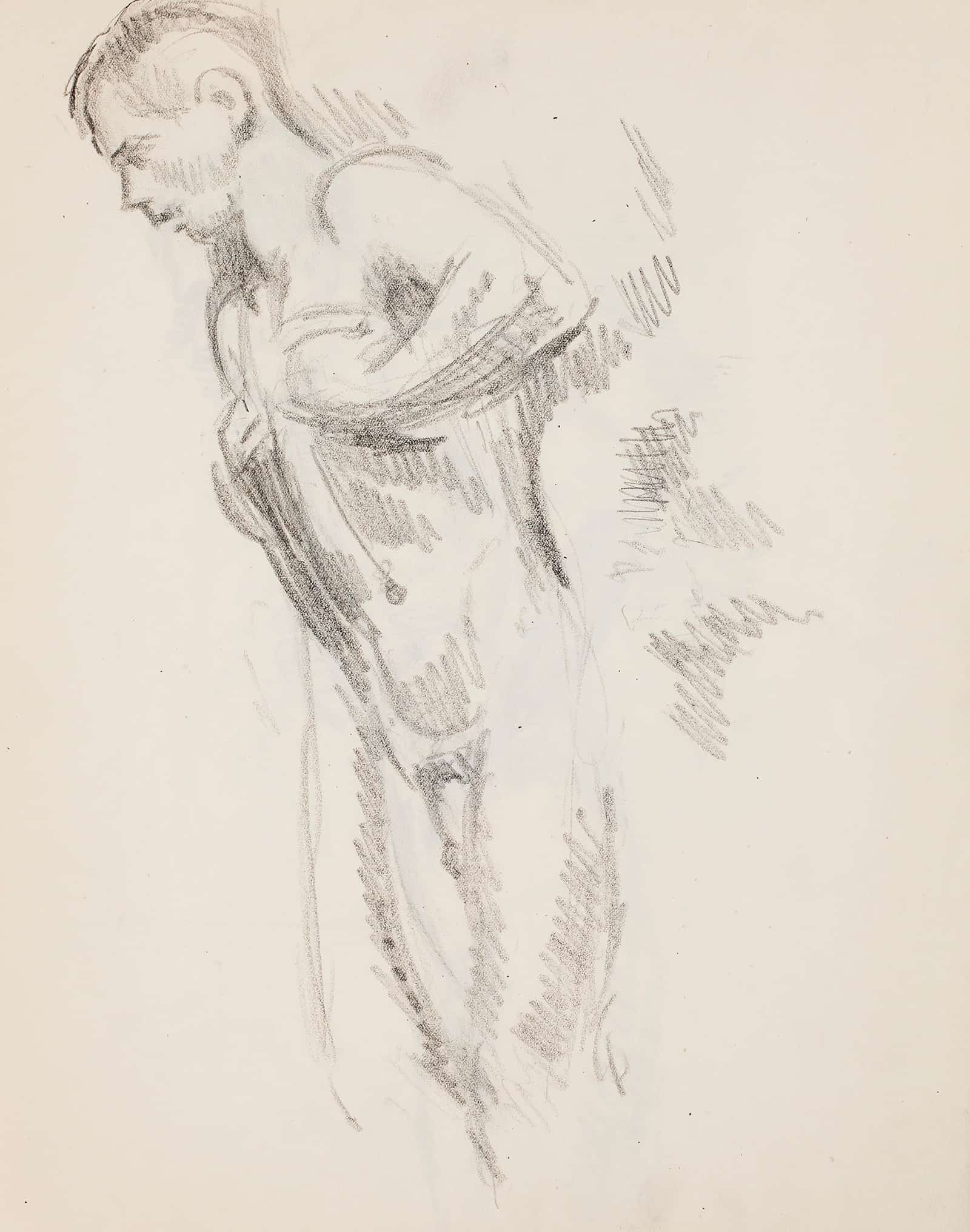 Selallaan Oleva Alaston Mies Luonnos  by Magnus Enckell