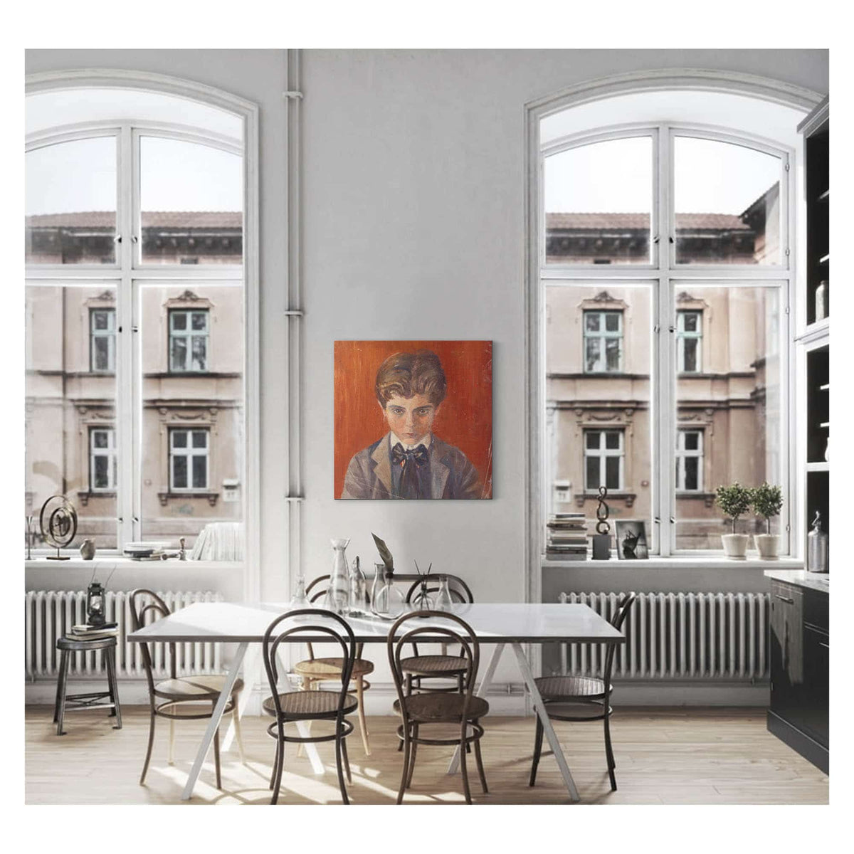 Selbstbildnis Vor Rotem Hintergrund by Egon Schiele