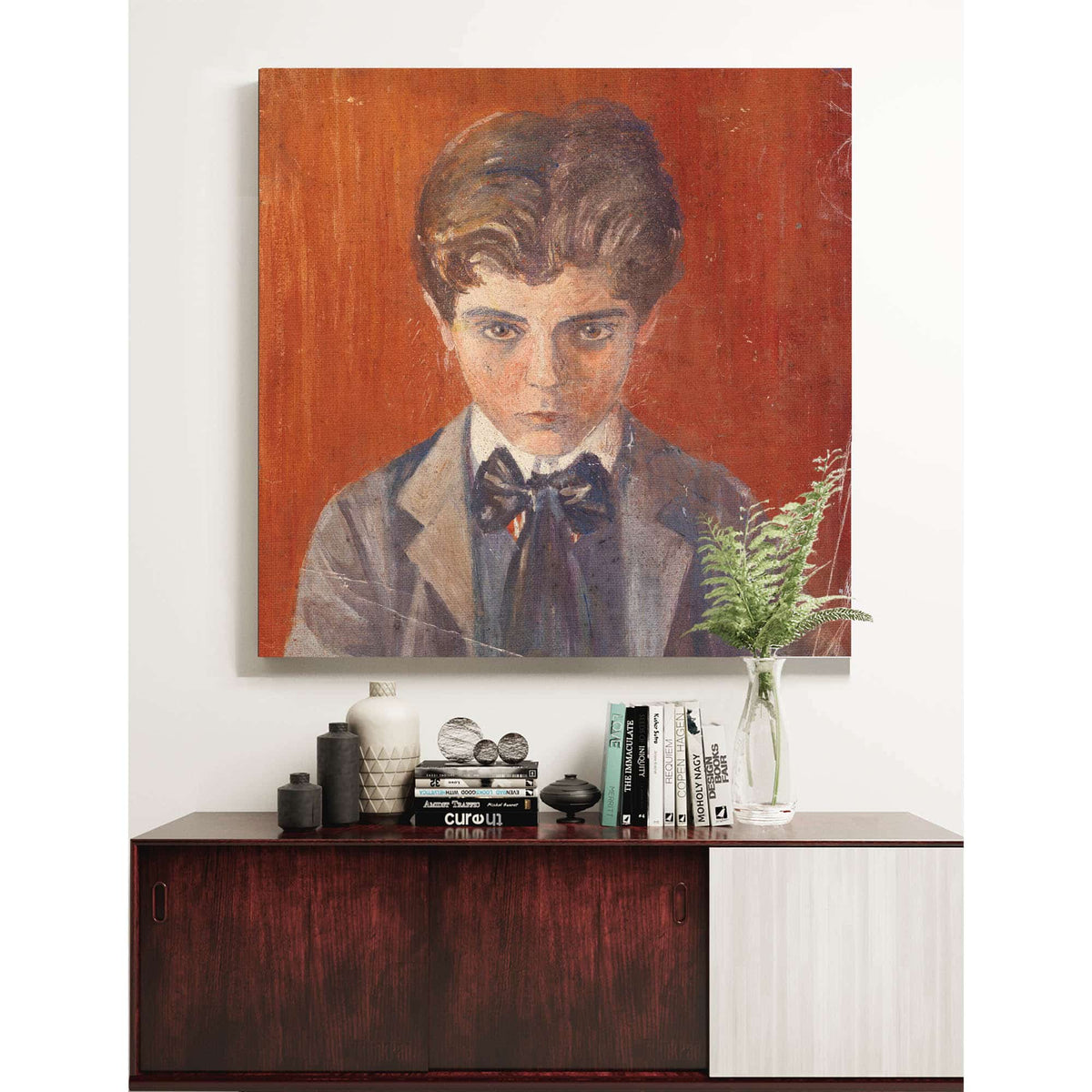 Selbstbildnis Vor Rotem Hintergrund by Egon Schiele