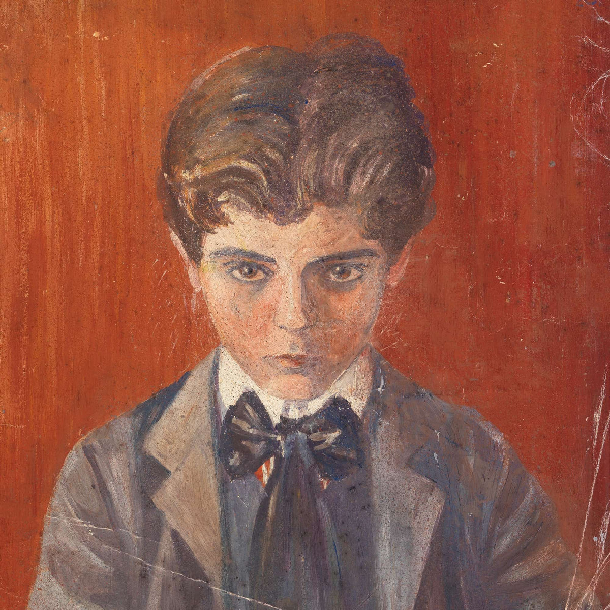 Selbstbildnis Vor Rotem Hintergrund by Egon Schiele