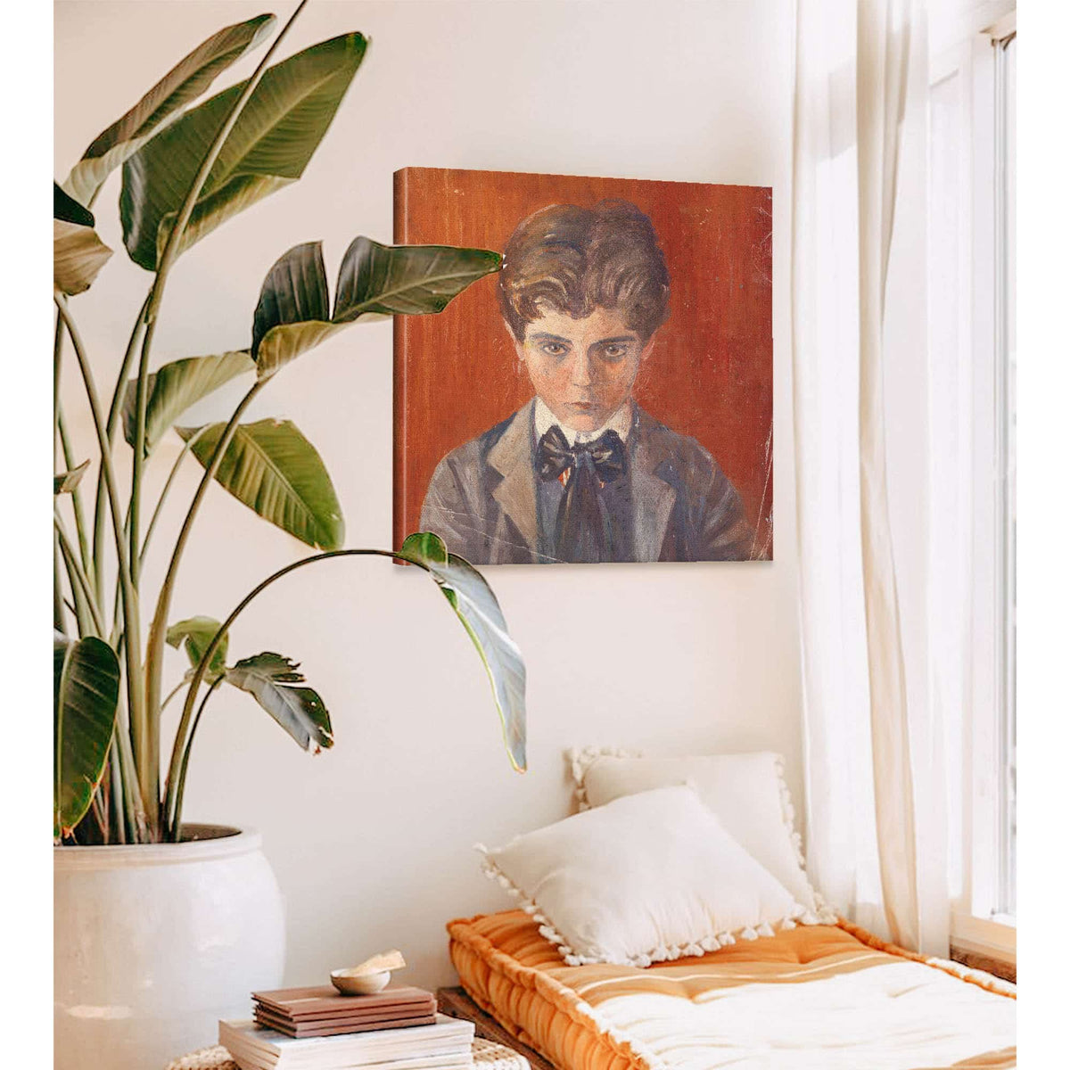 Selbstbildnis Vor Rotem Hintergrund by Egon Schiele