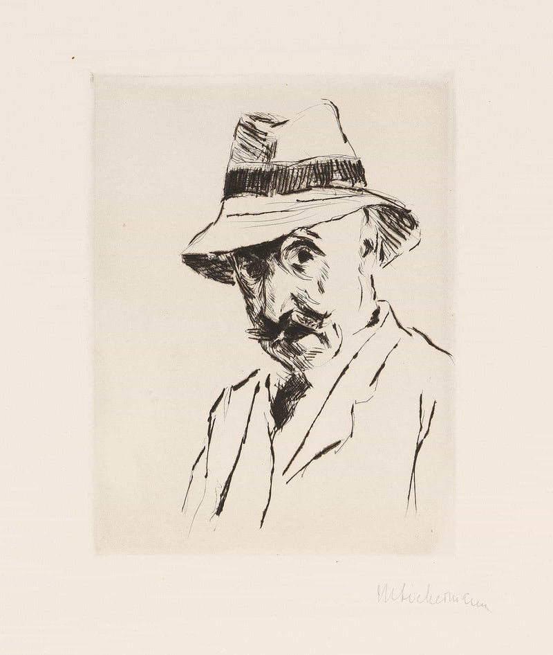 Selbstportrait Mit Dem Hut Auf Dem Kopf by Max Liebermann