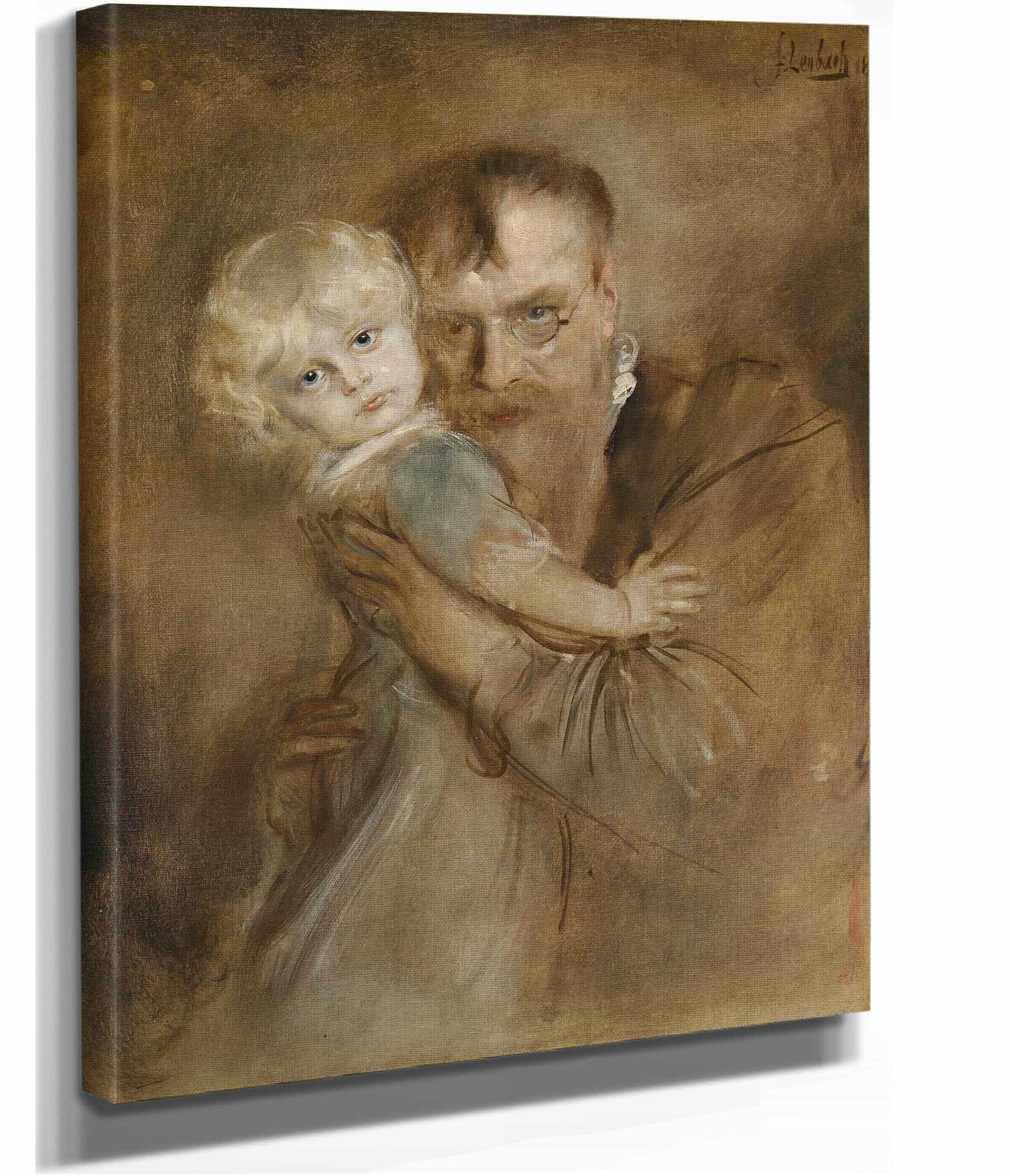 Selbstportrait Mit Tochter Marion by Franz Von Lenbach