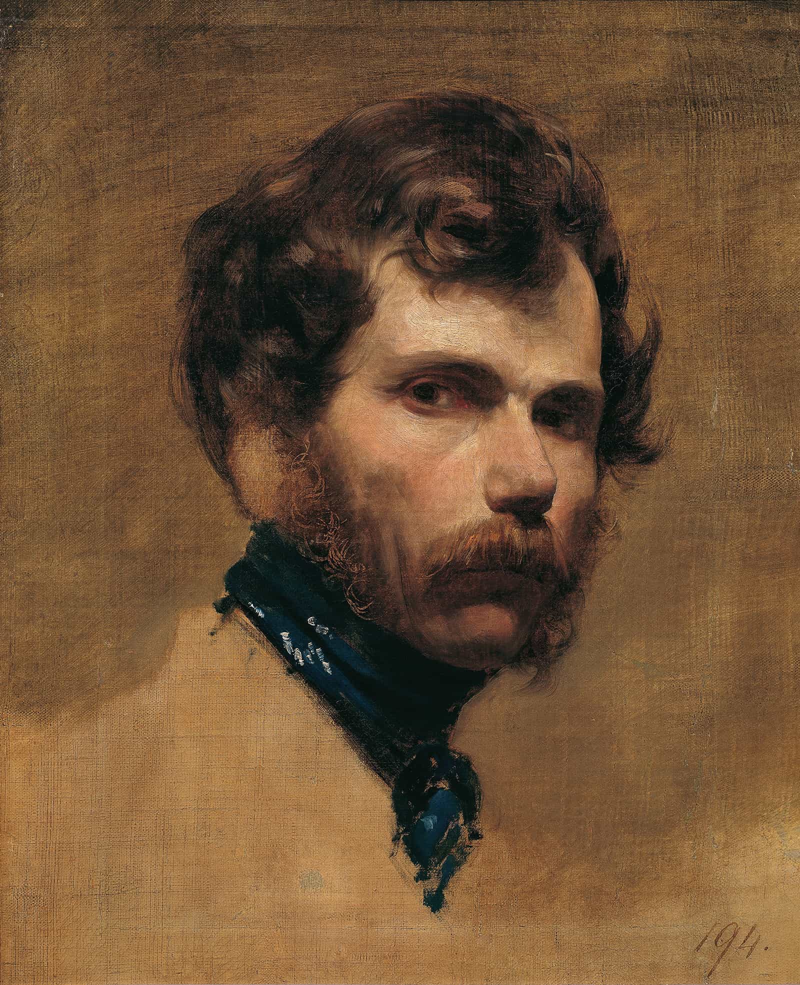 Selbstportrat Mit Blauer Halsbinde by Friedrich Von Amerling