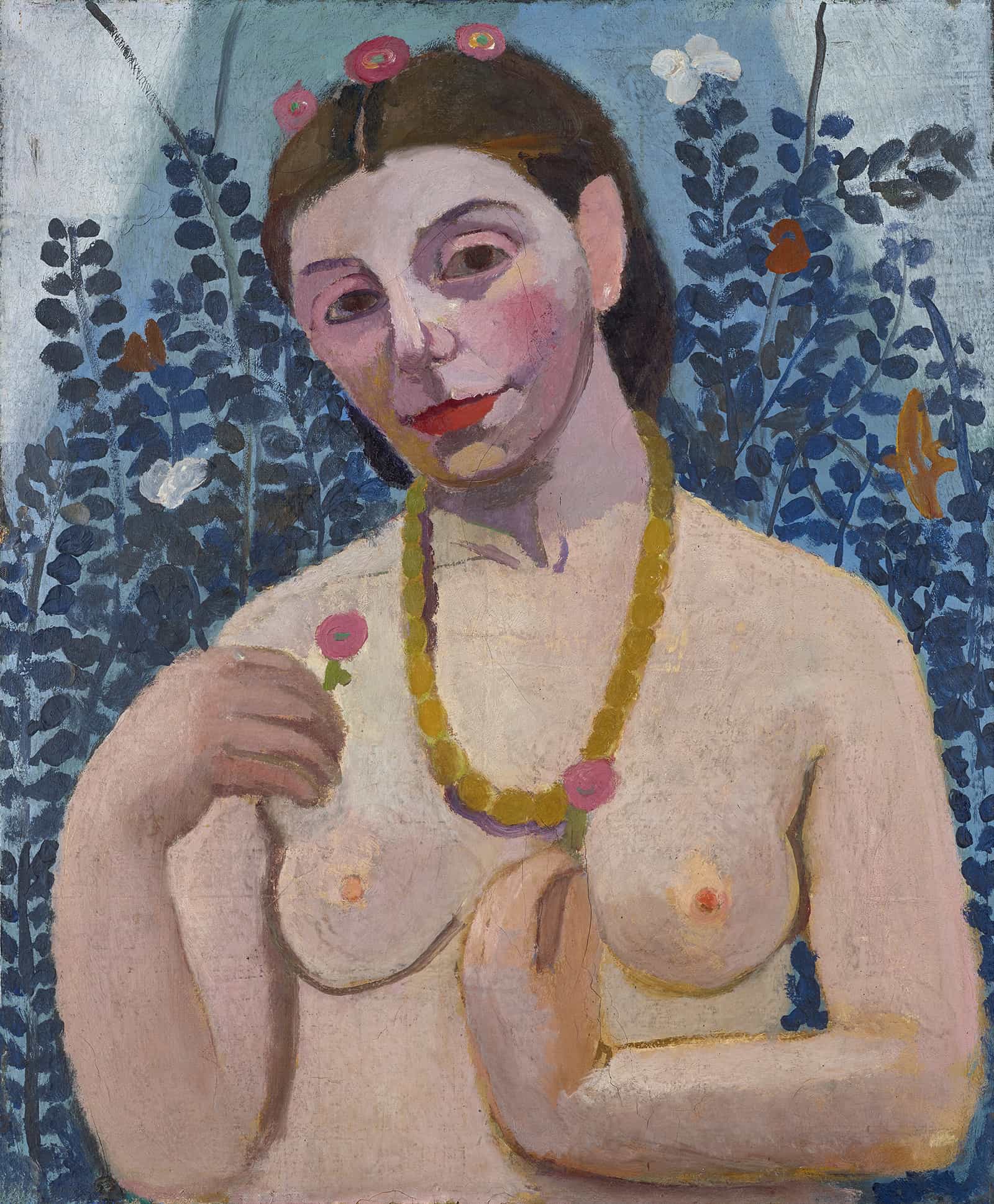Self Portrait As A Half Length Nude With Amber Necklace Ii by Paula Modersohn Becker