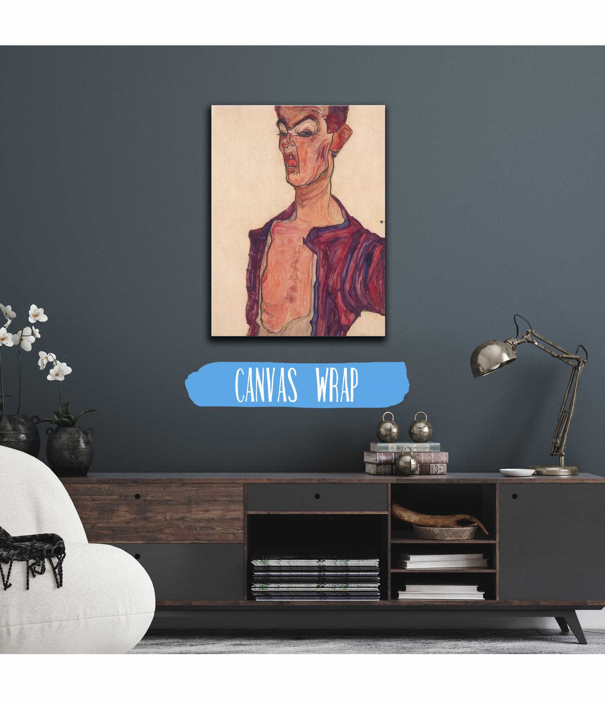 Self Portrait Grimacing by Egon Schiele