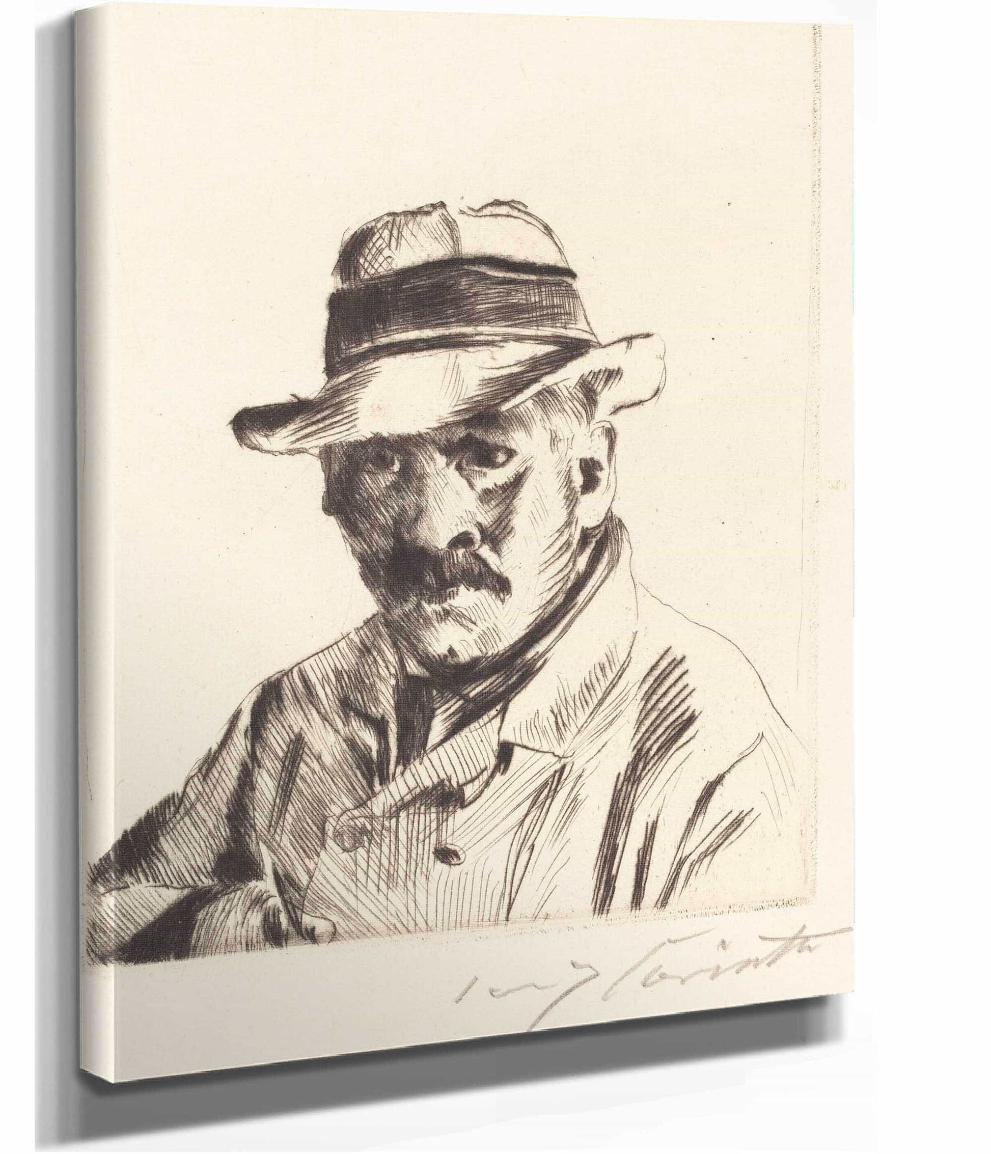 Self Portrait In A Straw Hat Selbstbildnis Im Strohhut by Lovis Corinth