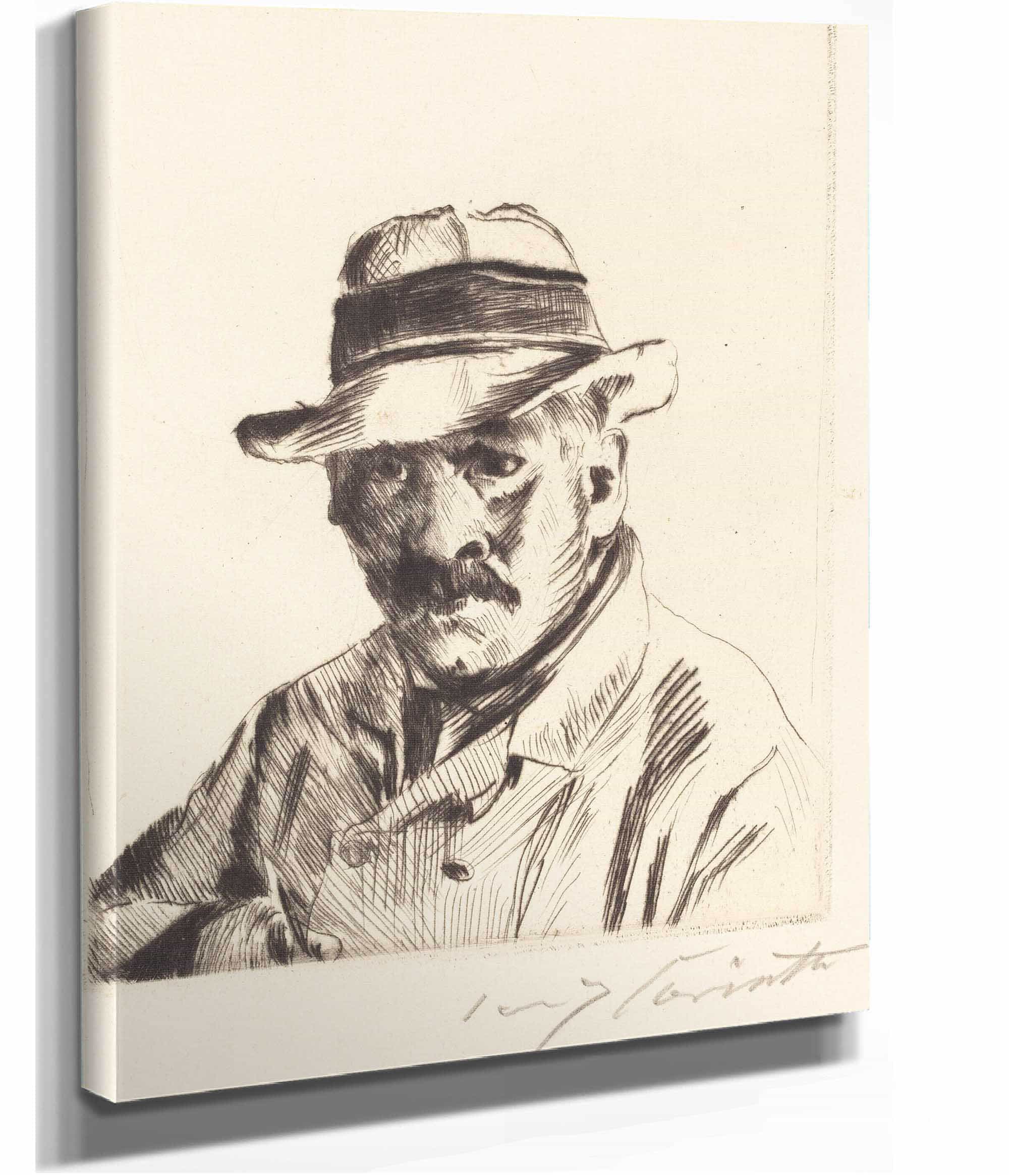 Self Portrait In A Straw Hat Selbstbildnis Im Strohhut by Lovis Corinth